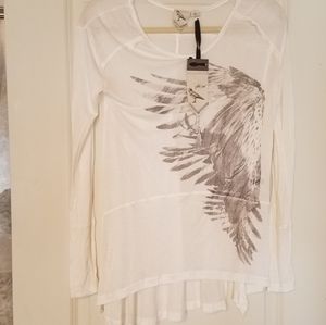 Beautiful print knit shear long sleeve top
